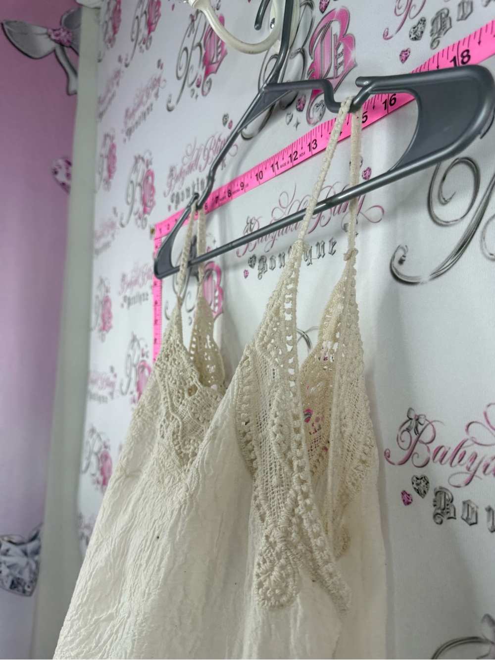 Tank top crochet boho Crochet-Trim Cream Camisole Tank Top - - Picture 4 of 7